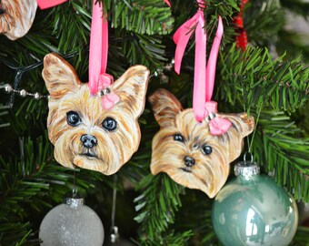 Céramique pour animaux de compagnie | Ornement d’animal de compagnie festif personnalisé peint à la main sur mesure | Décorations d’arbres de Noël pour chiens | Cadeaux de Noël