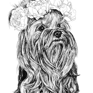 Custom Pet Portrait Ink Drawing, Custom Dog Portrait Drawing, Christmas Gifts for Dog Lovers, Pen Drawing Dog Art Illustration