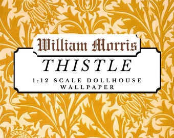 Thistle William Morris Dollhouse 1:12 Scale Miniature Wallpaper Digital Download Sheet | Antique Damask Floral Victorian Scrapbook Paper