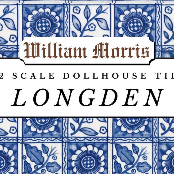 William Morris Longden Tiles Dollhouse 1:12th Scale | Victorian Kitchen / Bathroom Tiled Wallpaper | Sunflower Printable Digital Paper