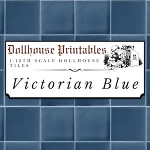Victorian Blue Tiles Puppenhaus 1:12 | Realistische Küche / Bad Geflieste Tapete | Druckbares digitales Papier Download