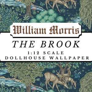 The Brook William Morris Puppenhaus 1:12 Miniatur Tapete Wandbild Digital Download Bogen | Antikes viktorianisches Natur Scrapbook Papier