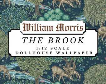 The Brook William Morris Dollhouse 1:12 Scale Miniature Wallpaper Mural Digital Download Sheet | Antique Nature Victorian Scrapbook Paper