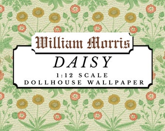 Daisy William Morris Dollhouse 1:12 Scale Wallpaper Digital Download Sheets | Antique Victorian Miniature Scrapbook Paper