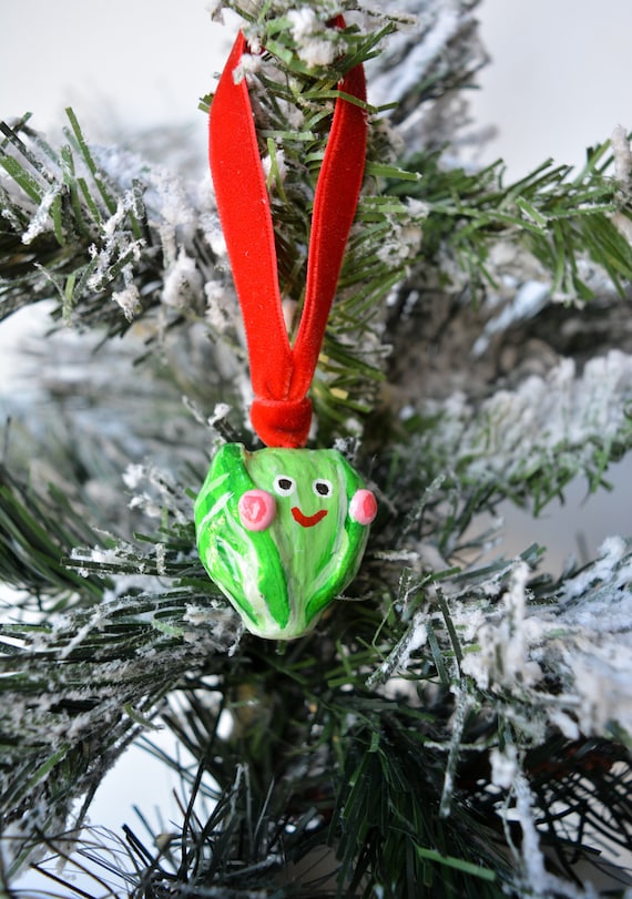 Festliche Rosenkohl geformte Weihnachtskugeln, niedliche lustige Sprossen Baumschmuck Gemüseschmuck | Weihnachtsgeschenk