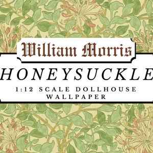 Honeysuckle William Morris Dollhouse 1:12 Scale Wallpaper Digital Download Sheets | Floral Antique Victorian Miniature Scrapbook Paper