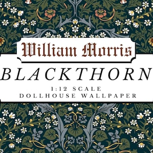 Blackthorn William Morris Dollhouse 1:12 Miniatur Tapete Tapete Digitaler Download | Antikes Blumen Viktorianisches Scrapbook Papier A4 Pdf