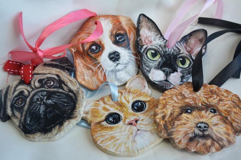 Pet Portrait Ceramic Bauble Bespoke Handpainted Etsy UK