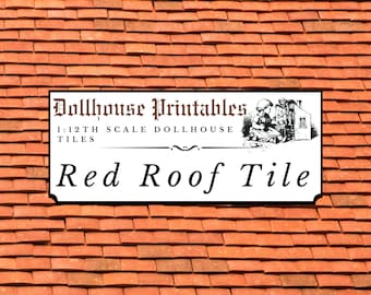 Red Roof Tiles Dollhouse 1:12 Scale | Miniature Roof Tile Wallpaper | Printable Paper Digital Download
