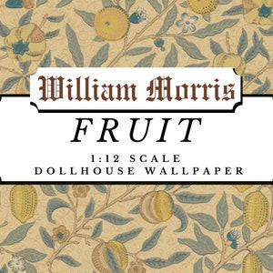 Fruit William Morris Dollhouse 1:12 Scale Miniature Wallpaper Digital Download Sheet | Antique Floral Lemon Tree Victorian Scrapbook Paper