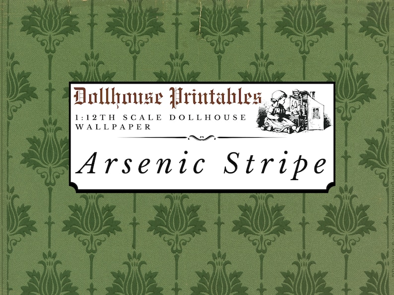 Arsenic Stripe Dollhouse 1:12 Scale Wallpaper Digital Download Sheets ...