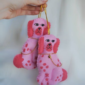 Filz Staffordshire Hund Christbaumschmuck | Pink Wally Hund Kitsch Keramik Baumschmuck | Handgemachte Vintage Kugel