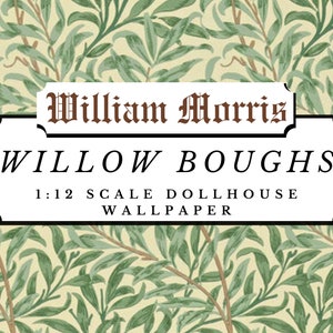 Willow Boughs William Morris Dollhouse 1:12 Miniatur Tapete Tapete Digitaler Download | Antikes viktorianisches Scrapbook Papier mit Blumen Pdf