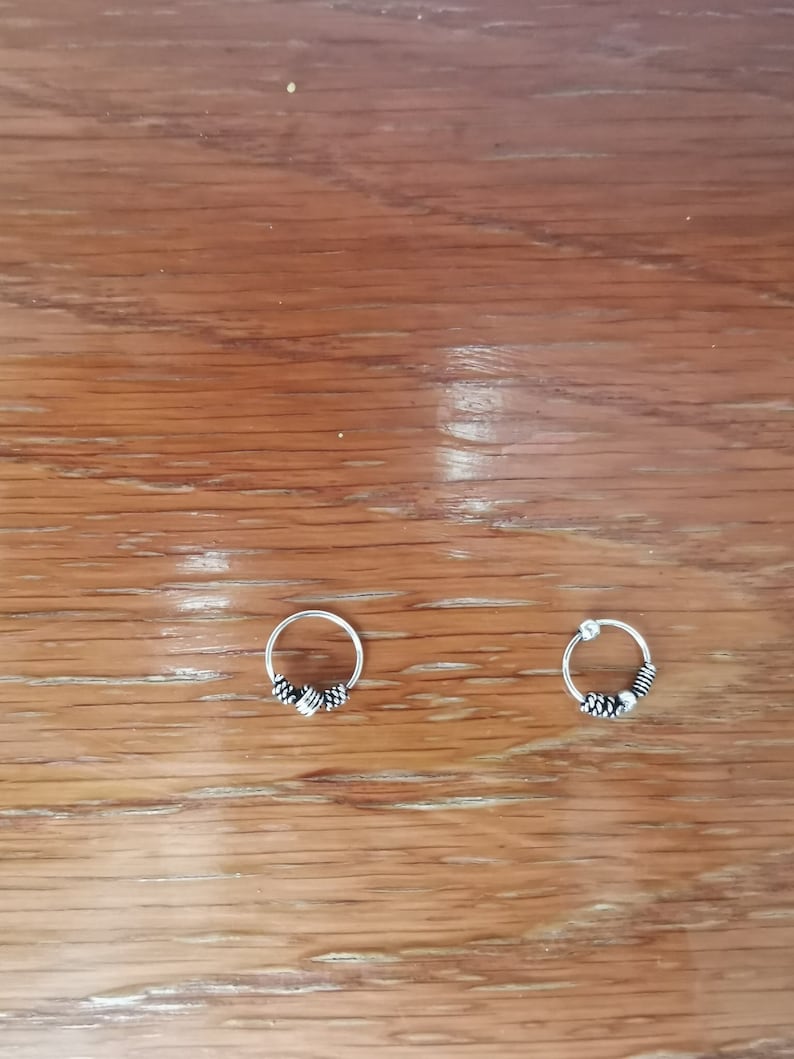 2 pieces 925 sterling Silver tribal dot septum ring pierced nose ring ethnic cartilage tragus boho j16 j17