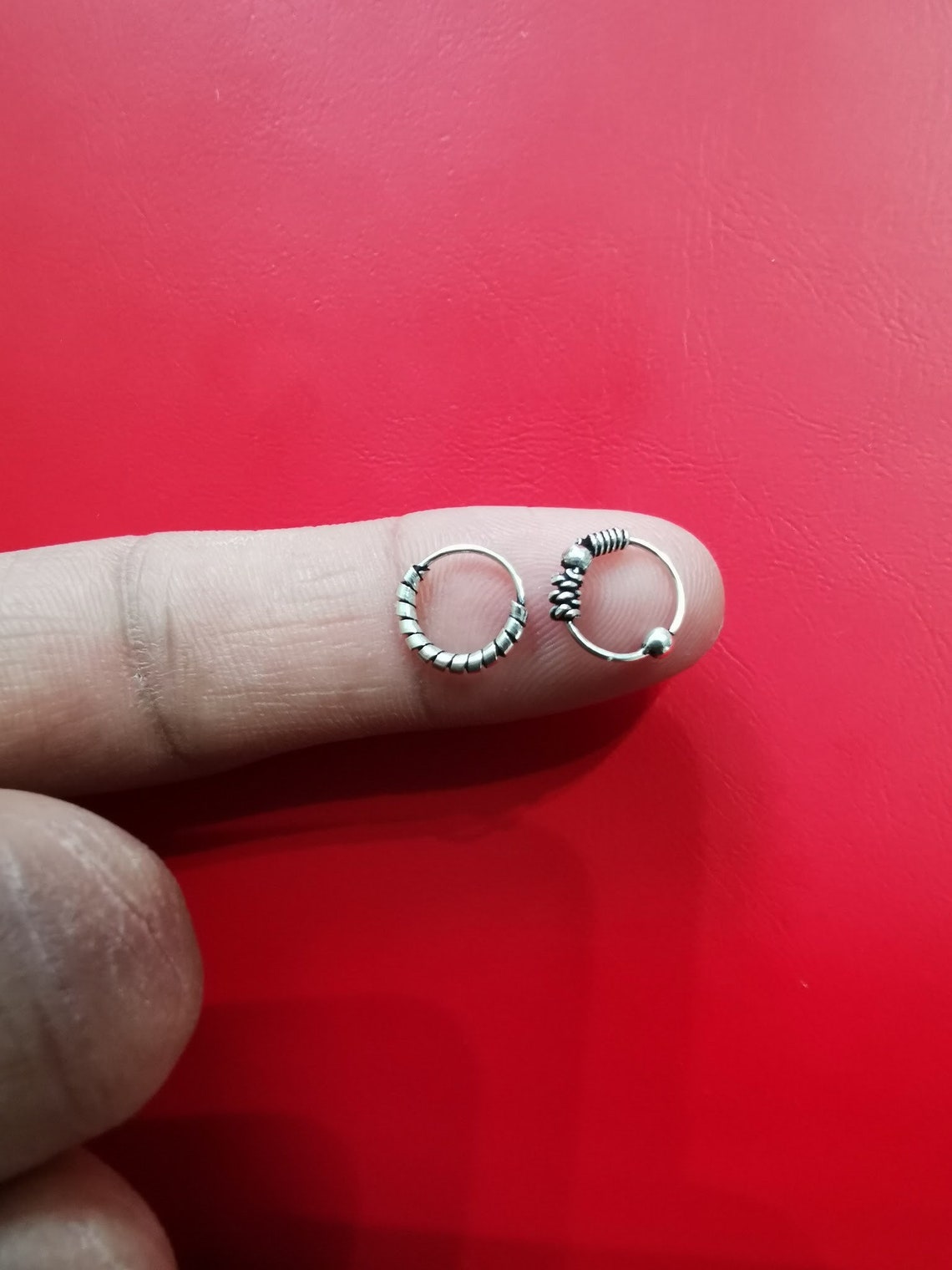 2 Pieces 925 Sterling Silver Nose Ring Ethnic Cartilage Tragus Etsy