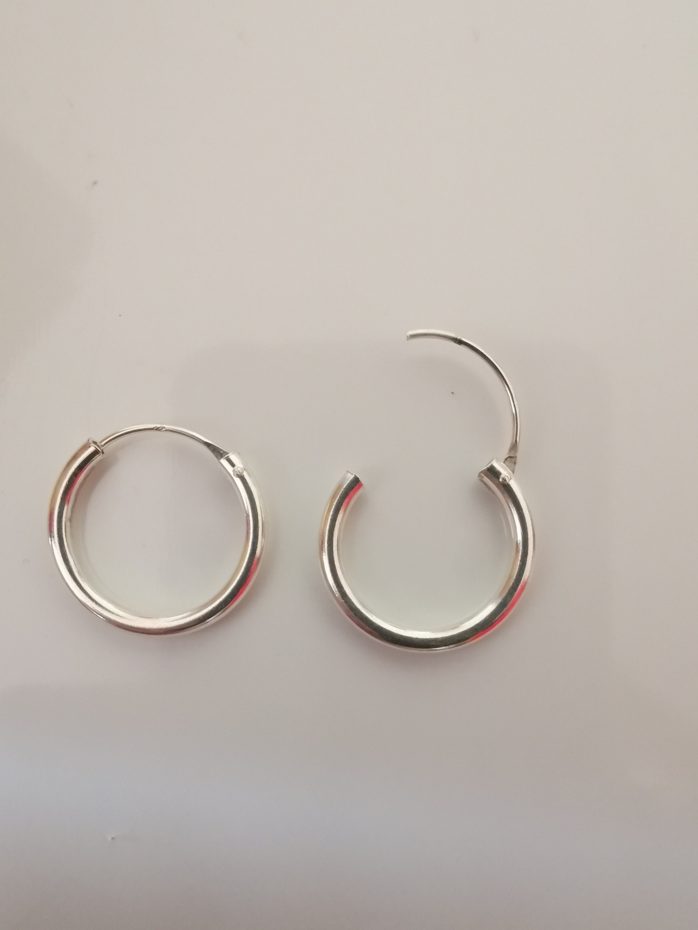 Sterling Silver 925 1 Pair thick and Plain Size 18mm Hoops Etsy