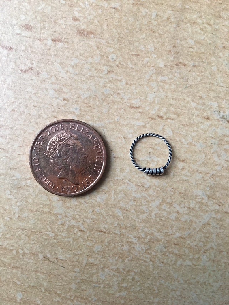 Tiny 925 Sterling Silver Tribal Dot Septum nose Ring Piercing eartop eyebrow Cartilage helix tragus 10.8mm J26
