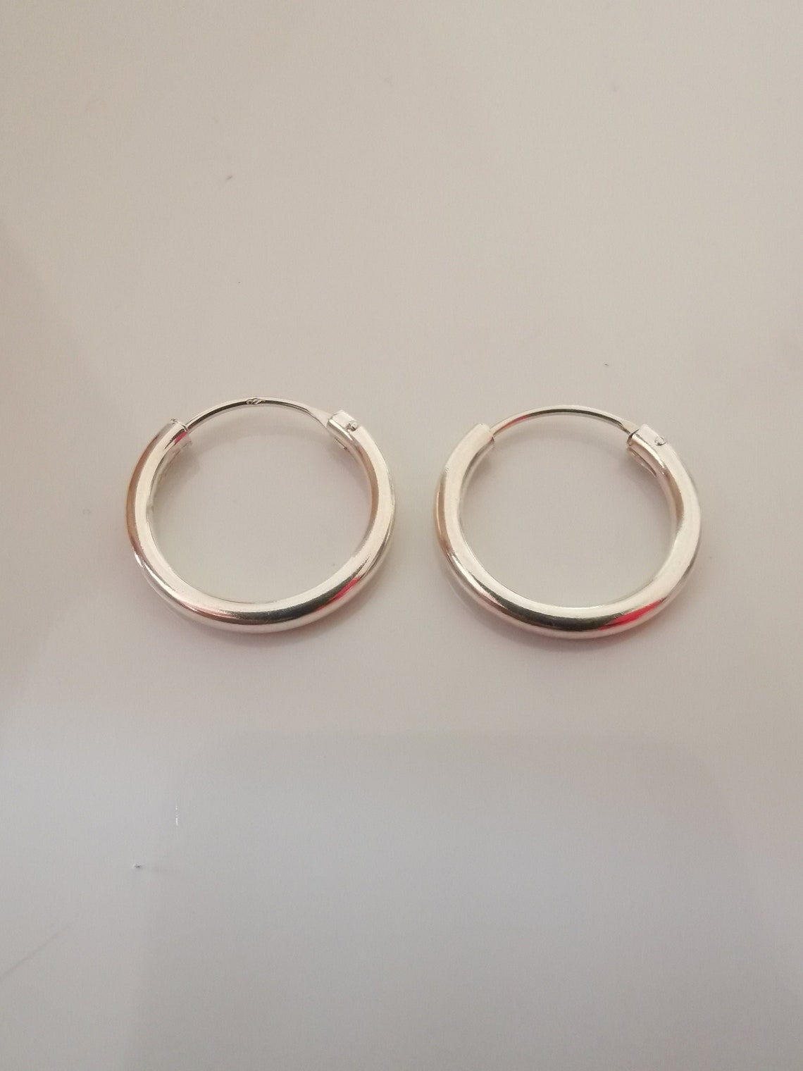 Sterling silver 925 1 pair thick and plain size 18mm hoops Etsy