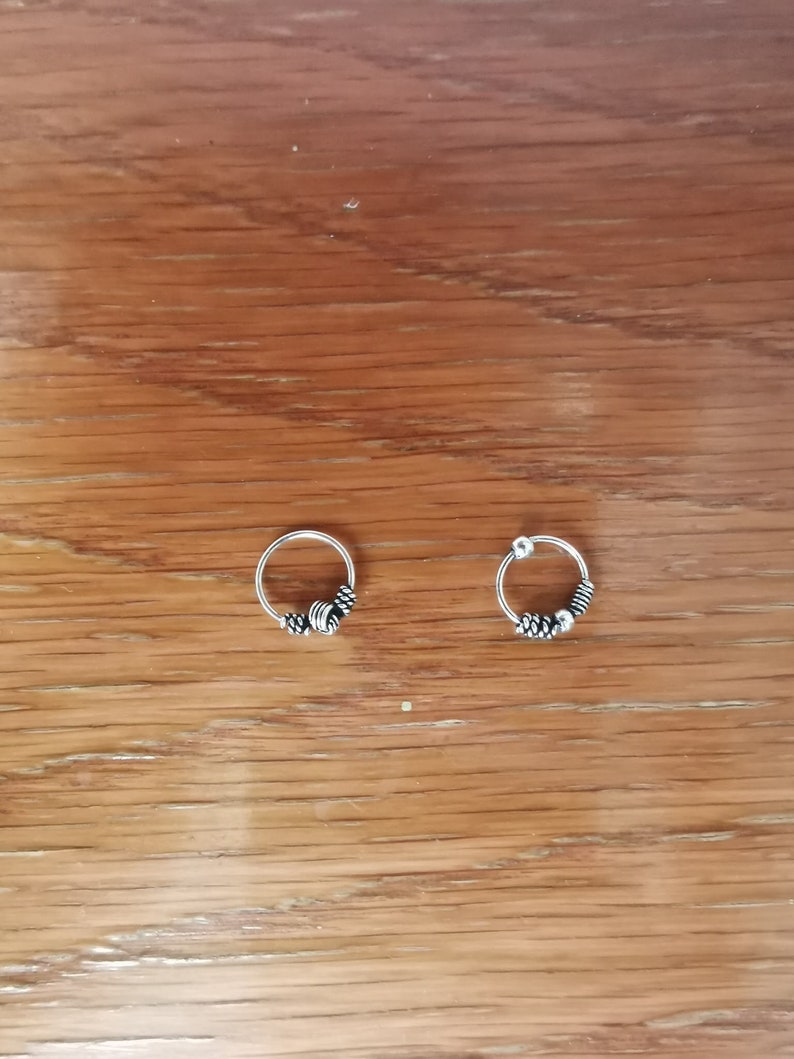 2 pieces 925 sterling Silver tribal dot septum ring pierced nose ring ethnic cartilage tragus boho j16 j17