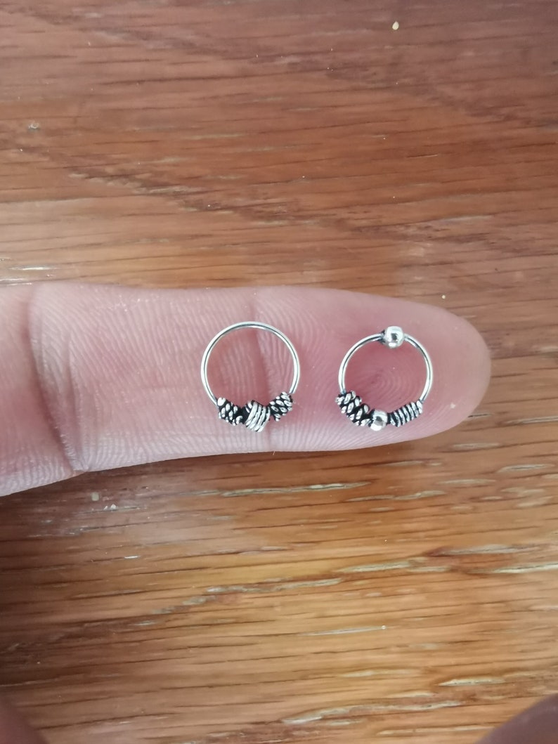 2 pieces 925 sterling Silver tribal dot septum ring pierced nose ring ethnic cartilage tragus boho j16 j17