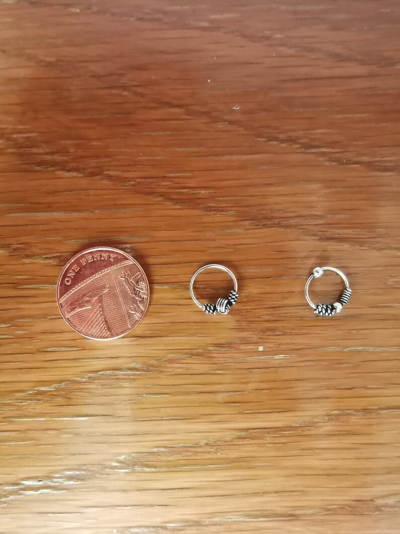 2 pieces 925 sterling Silver tribal dot septum ring pierced nose ring ethnic cartilage tragus boho j16 j17
