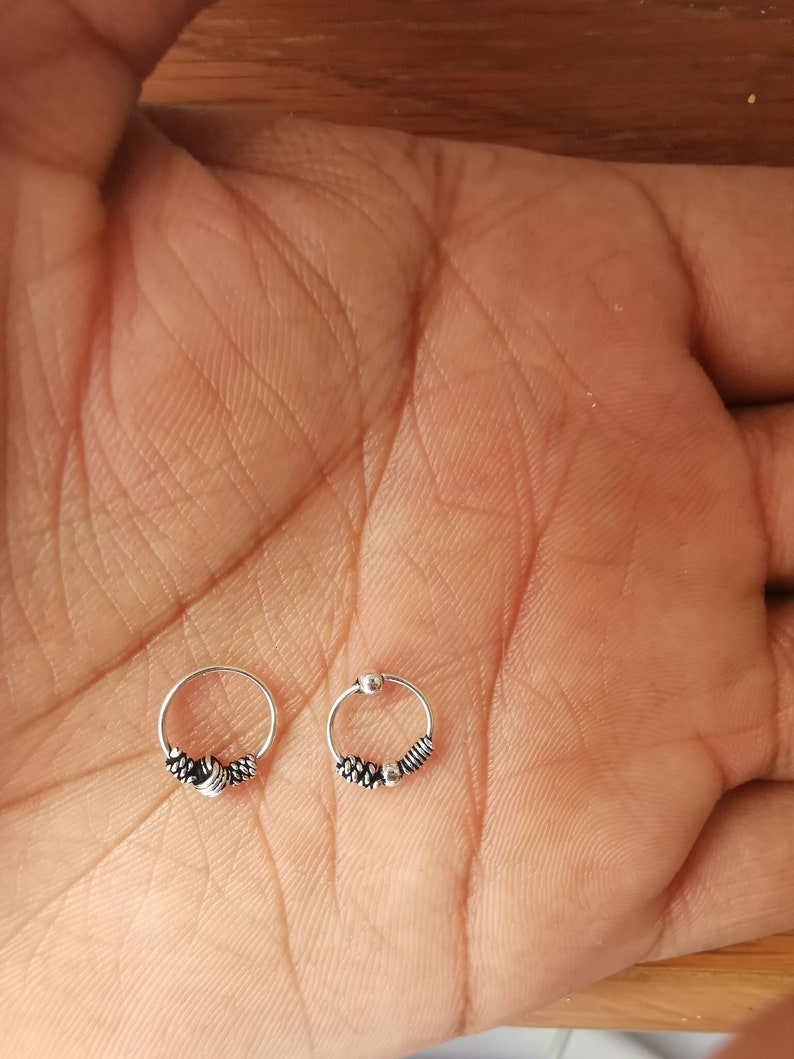 2 pieces 925 sterling Silver tribal dot septum ring pierced nose ring ethnic cartilage tragus boho j16 j17