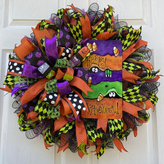 Happy Halloween Monster Eye Wreath | Etsy