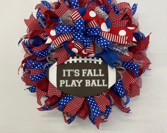 Football Wreath, Fall Football Decor, Front Door Wreath, Sports Fan Wreath, It's Fall Play Ball Wreath, Autumn Wreath