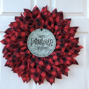 Buffalo Plaid Christmas Wreath For Front Door