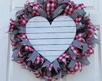 Buffalo Plaid Heart Wreath: Rustic Valentine's Day Decor