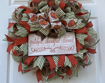 Fall Wreath, Thanksgiving Wreath, Autumn Wreath, Front Door Wreath,