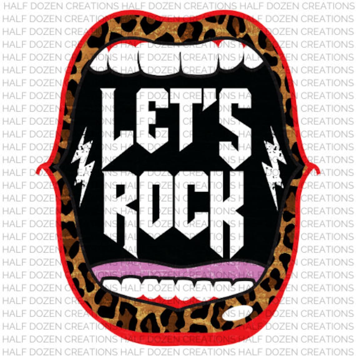 SUBLIMATION TRANSFER lets rock mouth transfer rock and roll Etsy