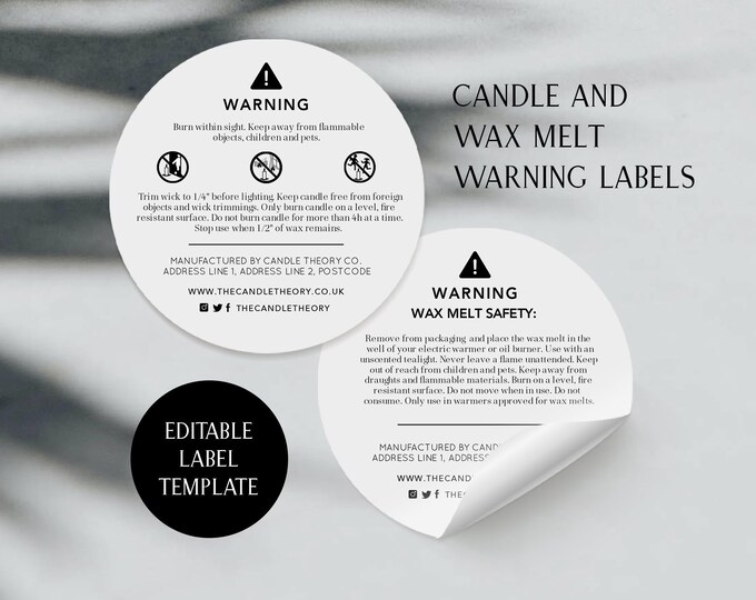 Candle Warning Label CLP Labels CLP Template Candle Etsy