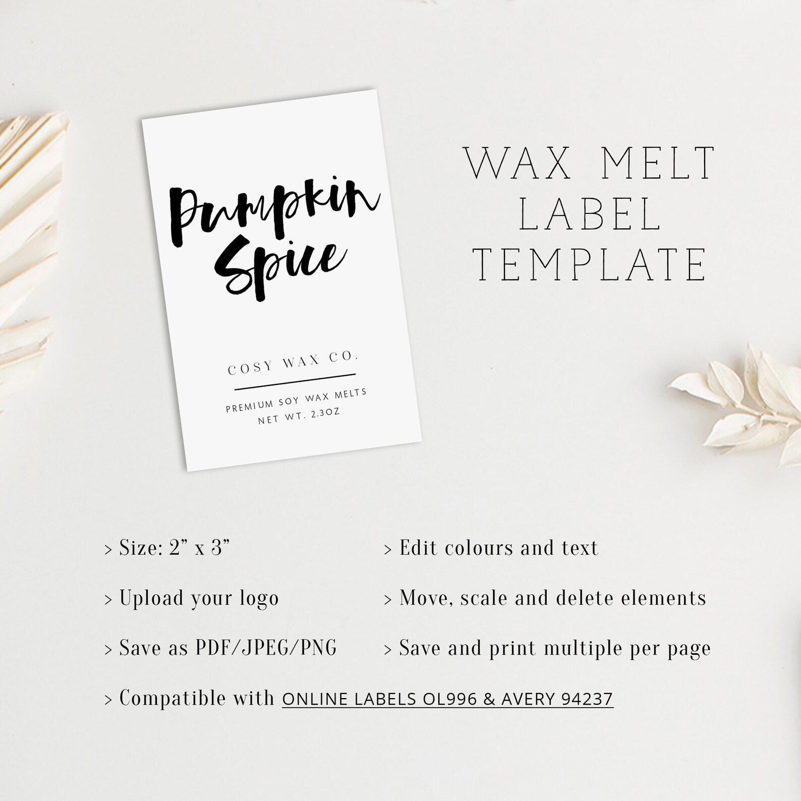 Melt Labels Wax Melt Labels Wax Melt Label Template Clamshell Etsy