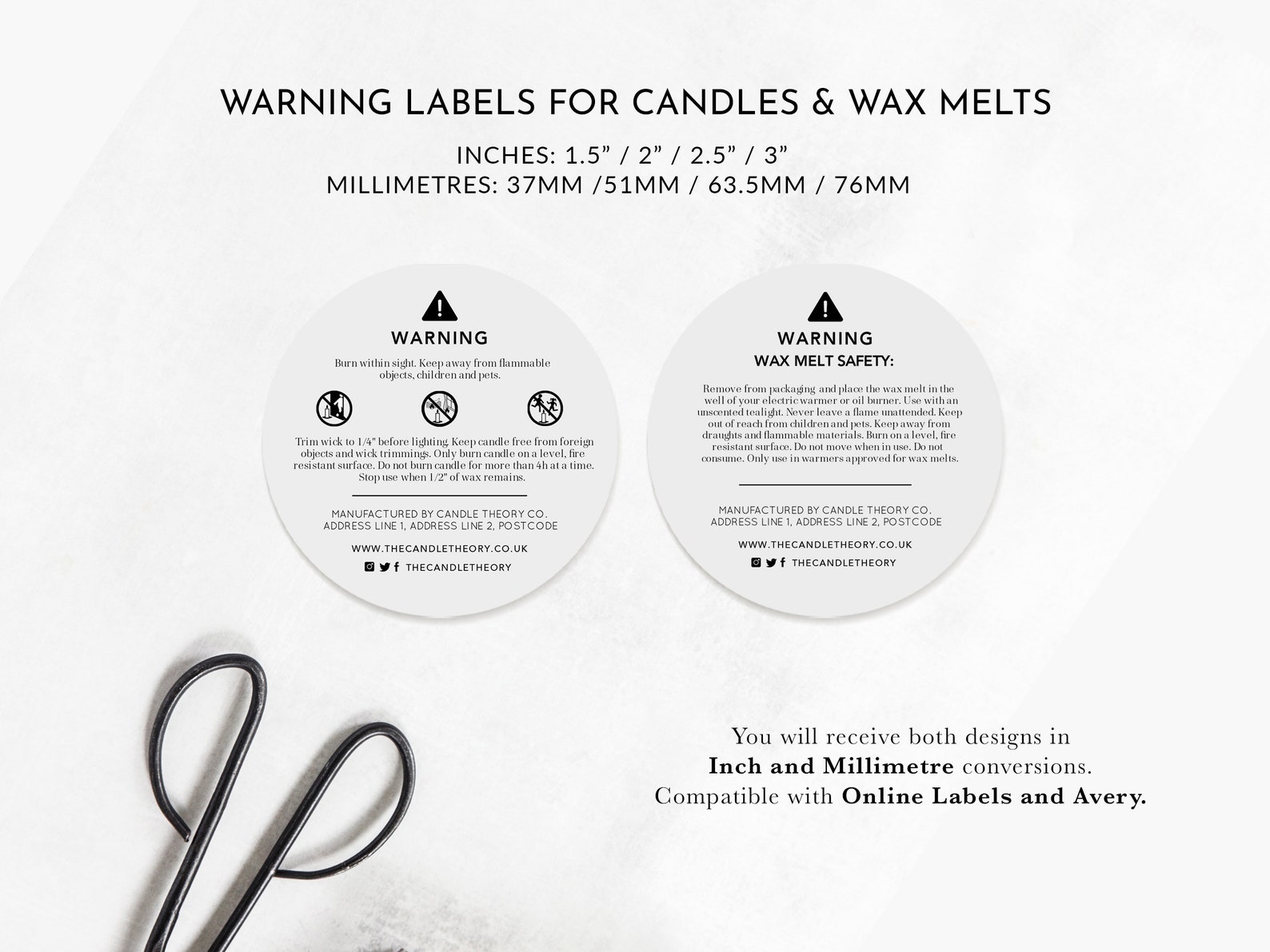 Candle Warning Label CLP Labels CLP Template Candle Etsy