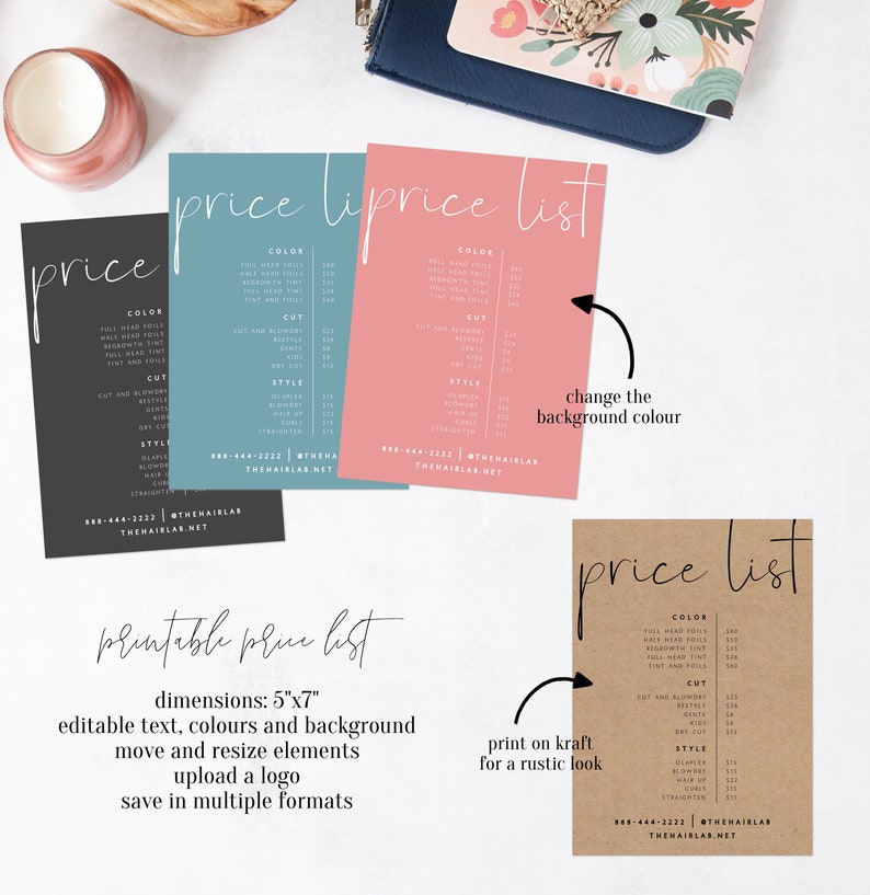 Printable Price List Template Price Sheet Price Guide Template | Etsy