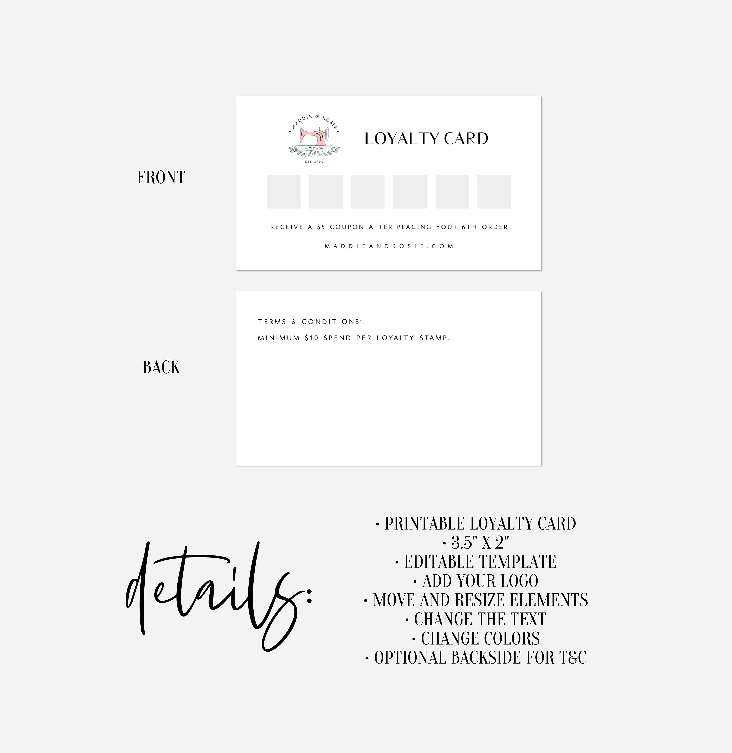 Printable Loyalty Card Template Customer Loyalty Cards - Etsy België