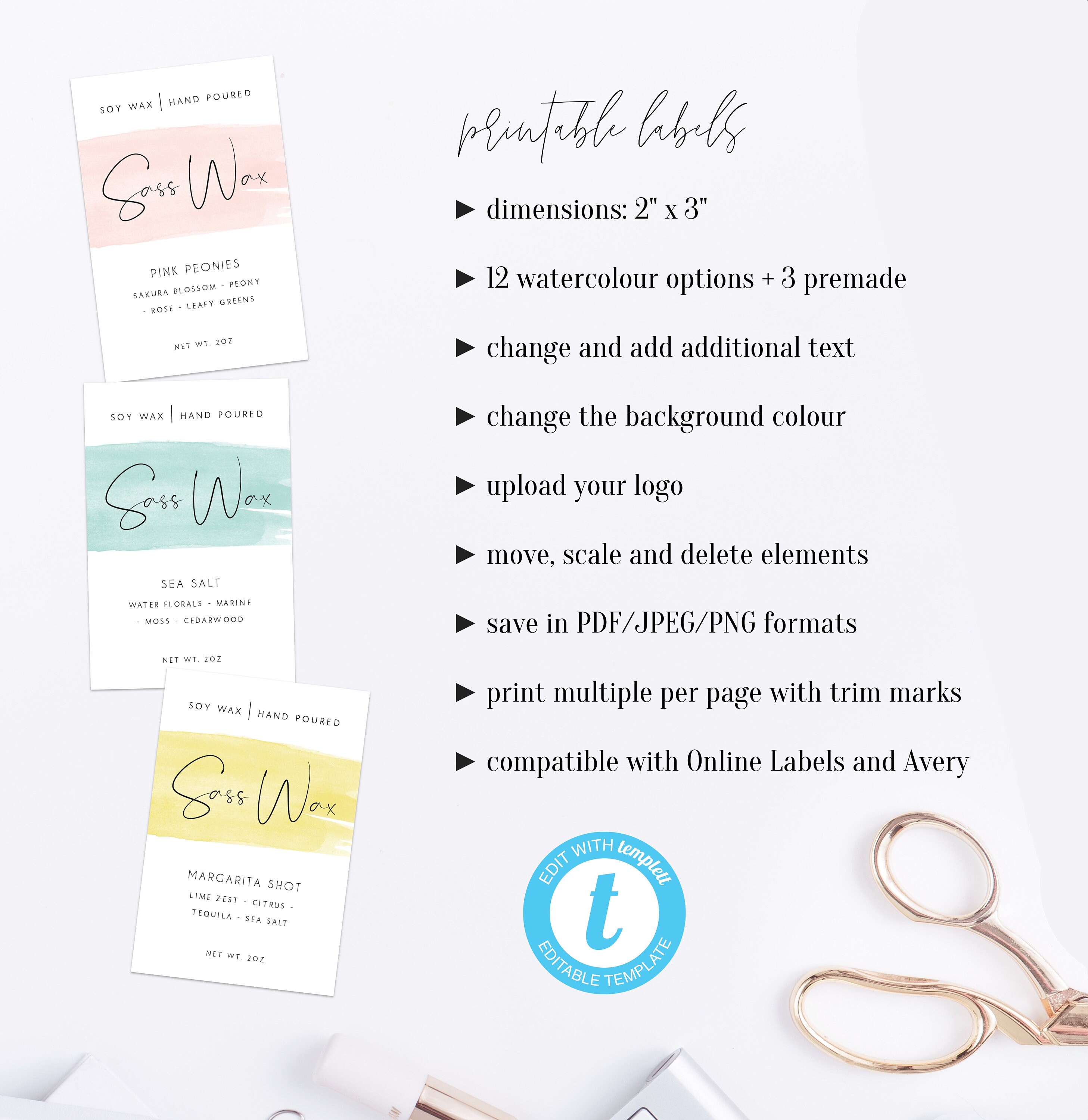 wax melts label wax melt label template diy product label etsy