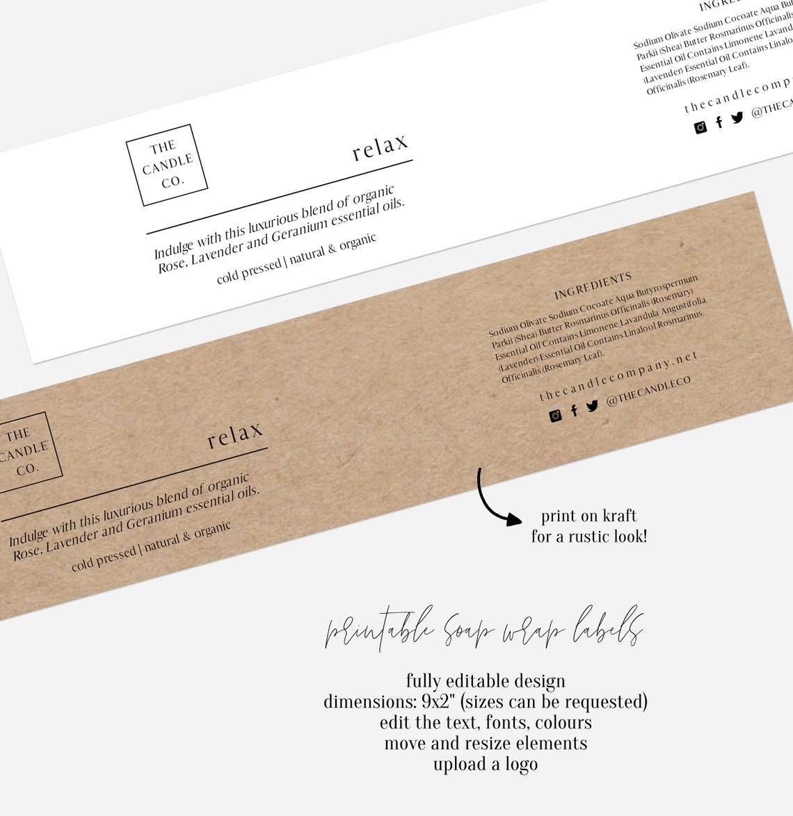 Printable Soap Label Soap Wrap Label Soap Packaging Soap - Etsy