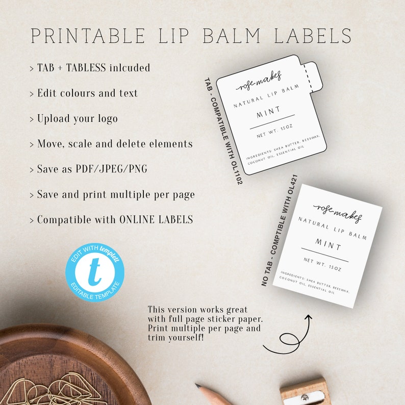 Lip Balm Stickers Printable Lip Balm Label Editable Lip Balm Etsy