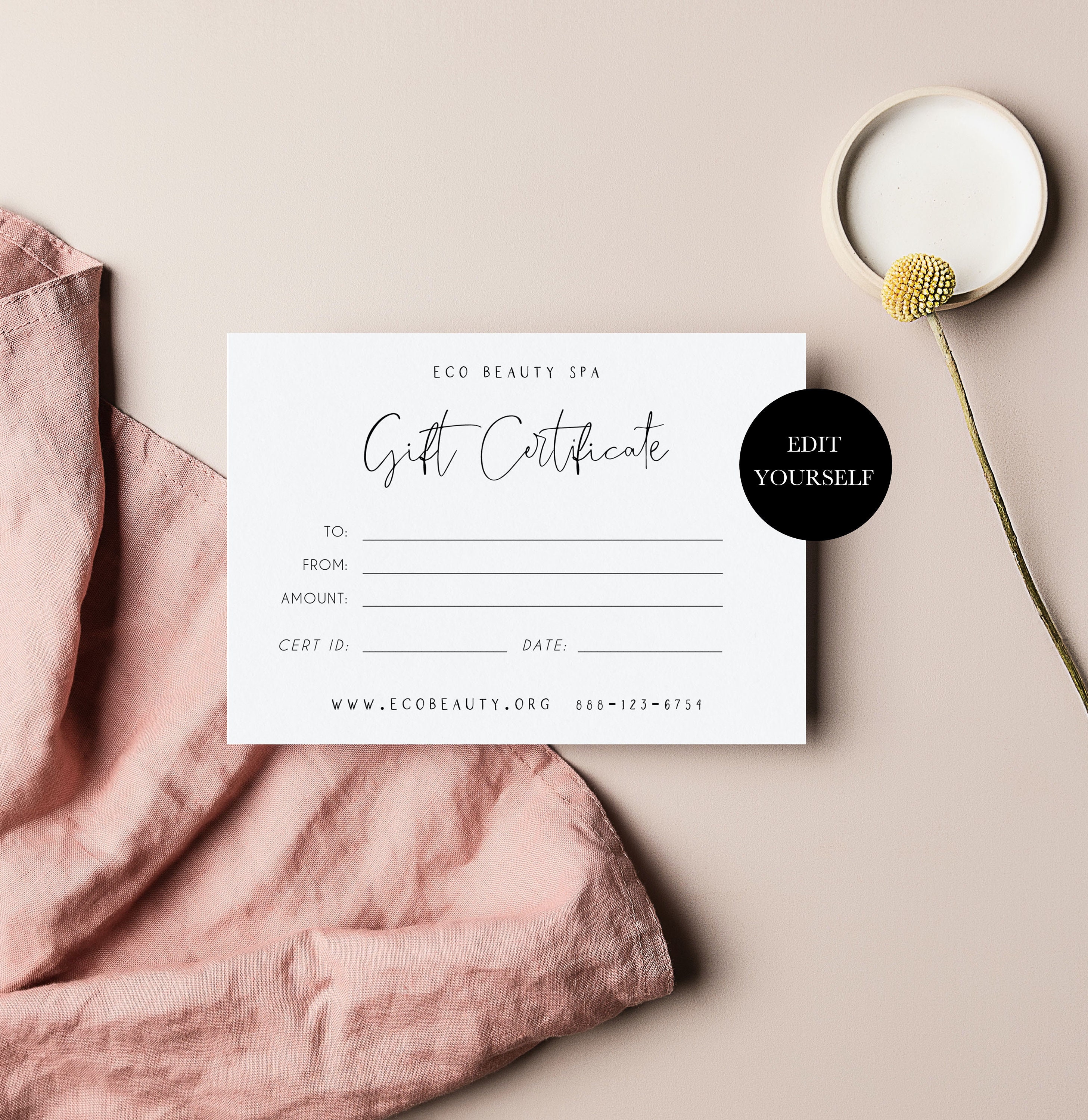 DIY Gift Certificate Template Beauty Salon Gift Certificate Download  Editable Voucher Gift Coupon Custom Gift Voucher Editable Gift 22-22 Pertaining To Salon Gift Certificate Template