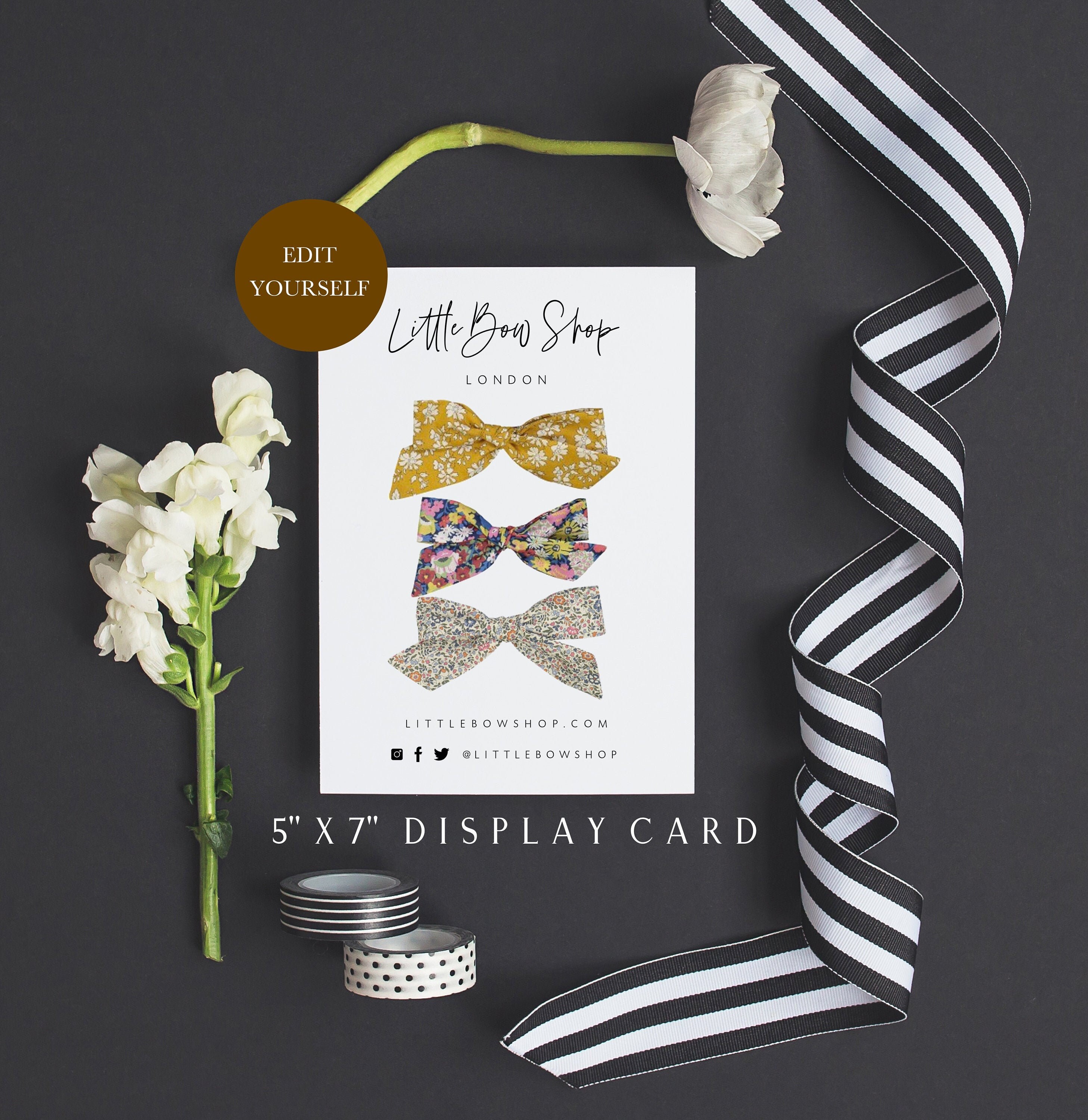 Bow Card Template Hair Clip Cards Hair Bow Display Card Hair Etsy