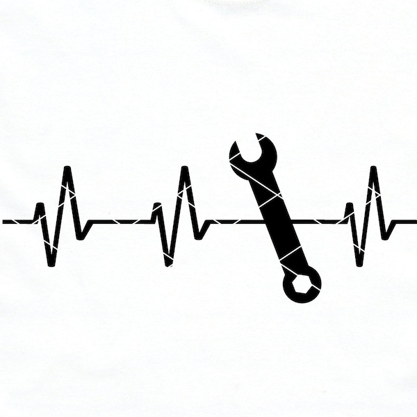 Wrench Heartbeat svg mechanic handyman builder repair man dad svg dxf png cut file printable clip art shirt design