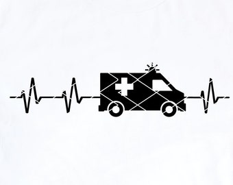 Ambulance Heartbeat svg cut file png dxf EMT EMS paramedic medic Emergency Medical Technician cricut file download clip art printable
