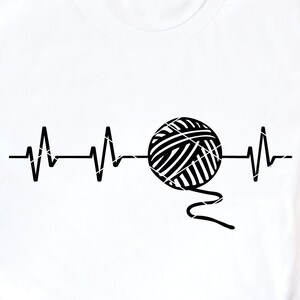 Garn Herzschlag svg schnitt Datei Laser Datei Garn ekg Garn Clip Art Wolle gehäkelt Strickwolle druckbares Design dxf png Cricut Datei download