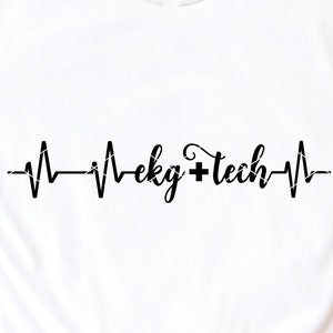 EKG Tech Heartbeat svg & clip art Telemetría Tech EKG Técnico CET cardiología monitor cardíaco tecnología análisis de ritmo tecnología dxf png archivo de corte