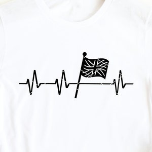 Great Britain UK Heartbeat Flag svg cut file England patriotic EKG pulse svg dxf png cut file printable clip art shirt design