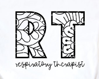 Respiratory Therapist svg & clip art RT svg Mandala Respiratory Therapy pulmonology scrub life svg dxf png cut file