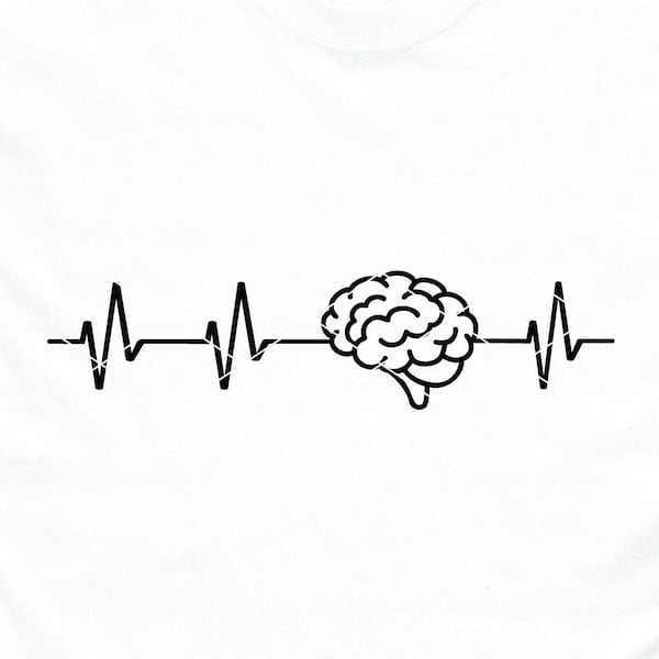 Brain Heartbeat svg cut file & clip art love teacher smart student brainiac genius psychology mental health therapy eeg dxf png cutting file