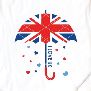 J'aime le Royaume-Uni svg & clipart Grande-Bretagne Angleterre Royaume-Uni anglophile patriotique svg dxf png coupe fichier imprimable clip art chemise